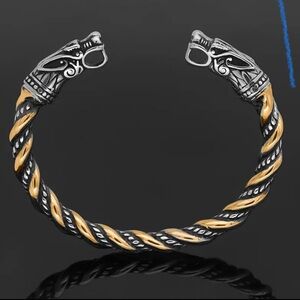 2tone Dragons Head Viking Bracelet